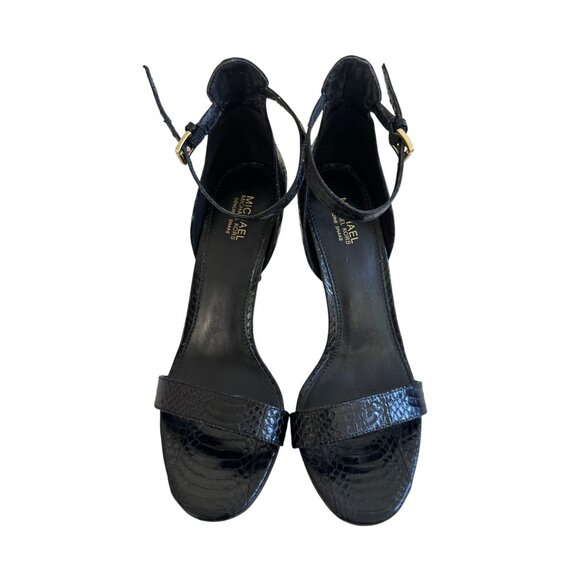 MICHAEL KORS Black Genuine Snakeskin Sandals Heels Size 7.5 - Picture 7 of 12
